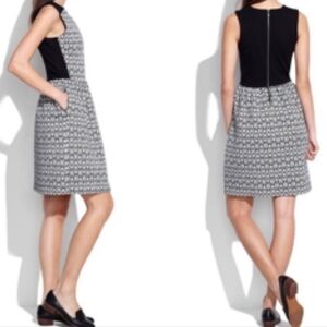 Madewell Black and White Jaquard Diamond Print Dress Sz M